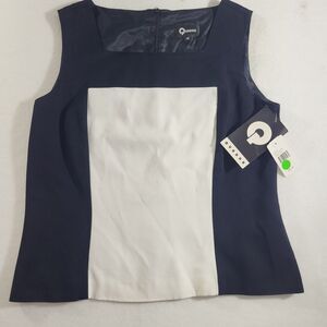 Quadra Black And White Fitted Dressy Tank Top Size 12